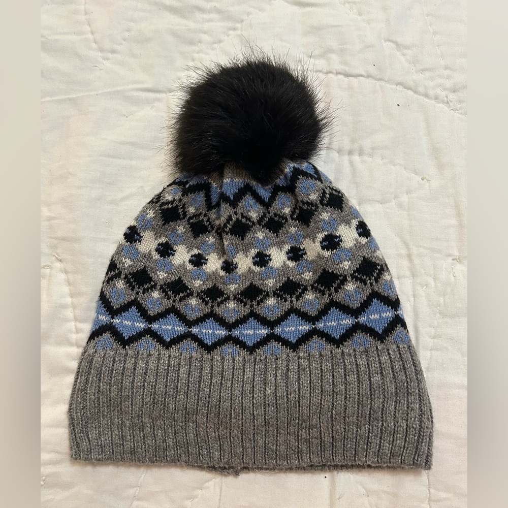 Vera Bradley Beanie Fair Isle Pom Pom Womens Cozy Soft Fleece Ear Band Hat Cap